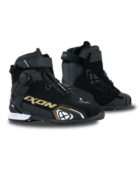 Ghete moto Roadster femei All Season Ixon model Bull 2 WP LS culoare: negru/alb/auriu (100% waterproof)