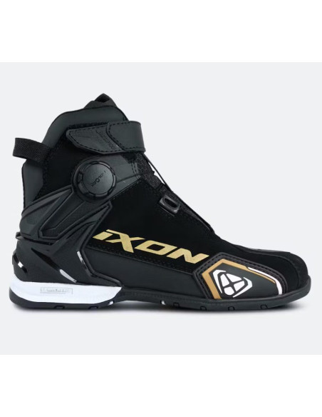 Ghete moto Roadster femei All Season Ixon model Bull 2 WP LS culoare: negru/alb/auriu (100% waterproof)