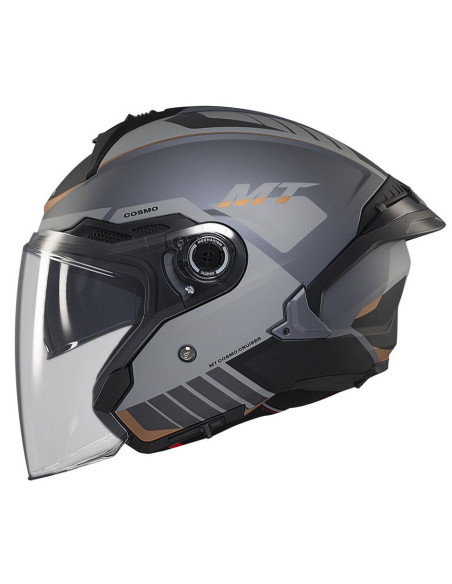 Casca open face motociclete MT Cosmo SV Cruiser C2 gri mat (ochelari soare integrati) - tip viziera: MT-V-37