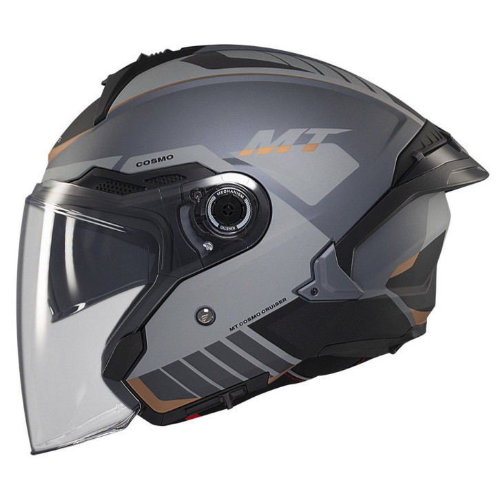 Casca open face motociclete MT Cosmo SV Cruiser C2 gri mat (ochelari soare integrati) - tip viziera: MT-V-37
