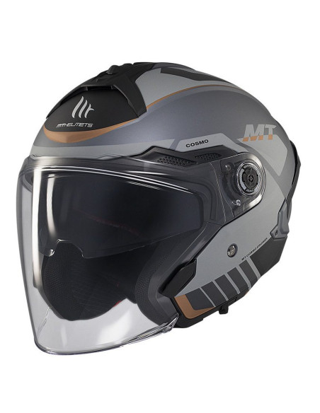 Casca open face motociclete MT Cosmo SV Cruiser C2 gri mat (ochelari soare integrati) - tip viziera: MT-V-37