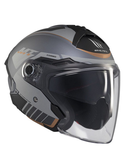 Casca open face motociclete MT Cosmo SV Cruiser C2 gri mat (ochelari soare integrati) - tip viziera: MT-V-37