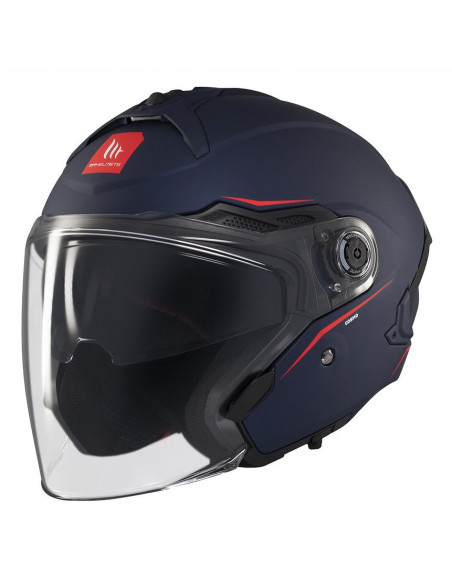 Casca open face motociclete MT Cosmo SV A7 albastru mat (ochelari soare integrati) - tip viziera: MT-V-37