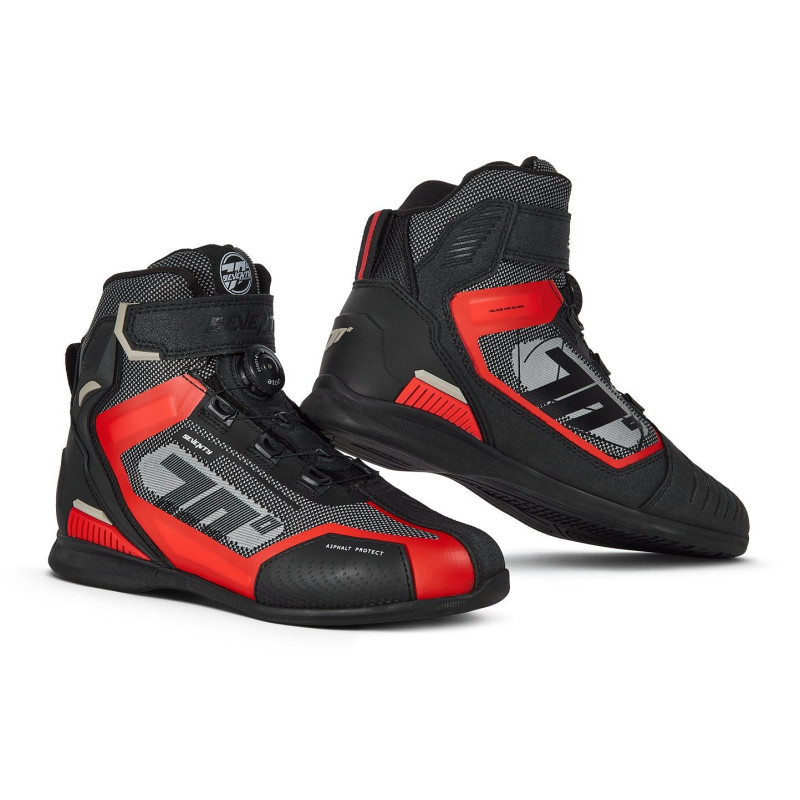 Ghete (cizme) moto Racing Unisex Seventy model SD-BR3 Veloce Pro culoare: negru/rosu