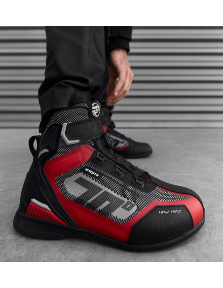 Ghete (cizme) moto Racing Unisex Seventy model SD-BR3 Veloce Pro culoare: negru/rosu