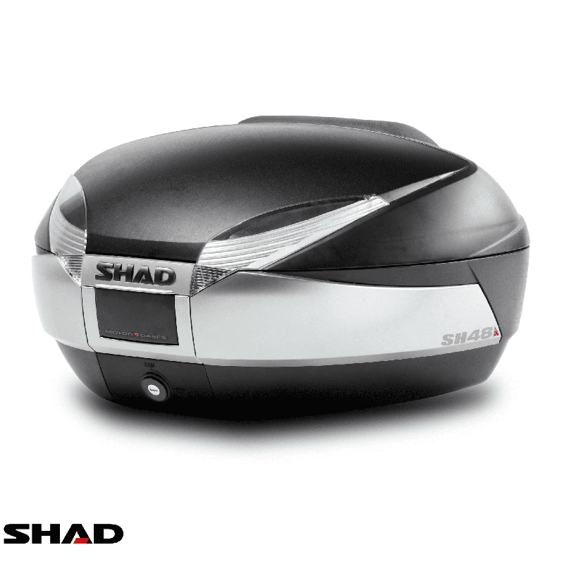 Cutie portbagaj (topcase) Shad model SH48 culoare: negru/titanium (volum: 48 litri) – include placa de montaj