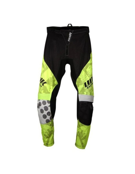 Pantaloni motociclete cross-enduro Unik Racing model MX01 culoare: negru/verde fluor