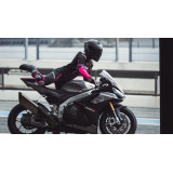 Costum (combinezon) motociclete femei piele Ixon vara model Vortex 3 LS culoare: negru/roz/alb