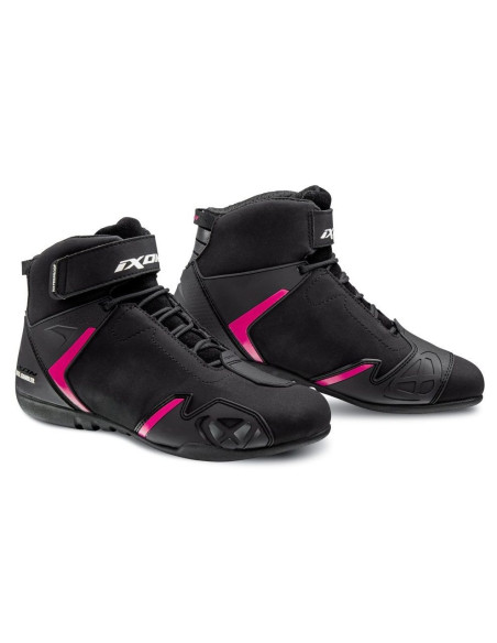 Ghete moto Roadster femei All Season Ixon model Gambler WP LS culoare: negru/fuchsia (roz) (100% waterproof)