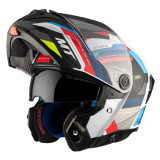 Casca modulabila MT Atom 2 SV Bast A0 alb/rosu/albastru lucios (ochelari soare integrati) Pinlock Ready - tip viziera: MT-V-35