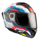 Casca modulabila MT Atom 2 SV Bast A0 alb/rosu/albastru lucios (ochelari soare integrati) Pinlock Ready - tip viziera: MT-V-35