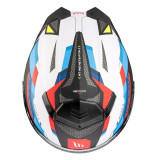 Casca modulabila MT Atom 2 SV Bast A0 alb/rosu/albastru lucios (ochelari soare integrati) Pinlock Ready - tip viziera: MT-V-35