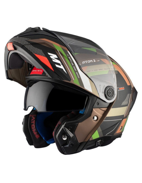 Casca modulabila MT Atom 2 SV Bast A6 military (maro/verde mat) (ochelari soare integrati) Pinlock Ready - tip viziera: MT-V-35