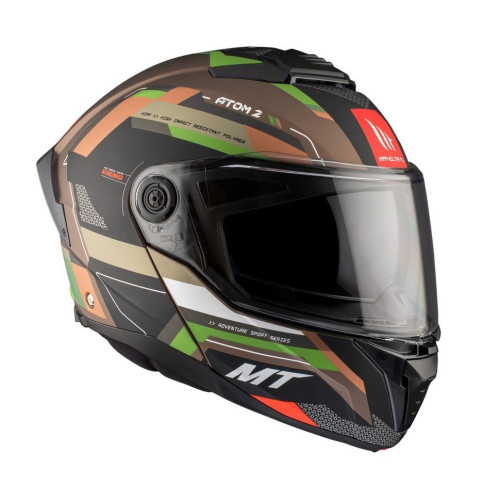 Casca modulabila MT Atom 2 SV Bast A6 military (maro/verde mat) (ochelari soare integrati) Pinlock Ready - tip viziera: MT-V-35 2