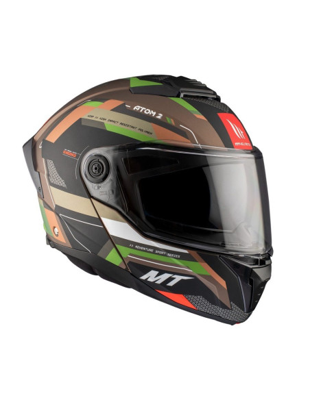 Casca modulabila MT Atom 2 SV Bast A6 military (maro/verde mat) (ochelari soare integrati) Pinlock Ready - tip viziera: MT-V-35