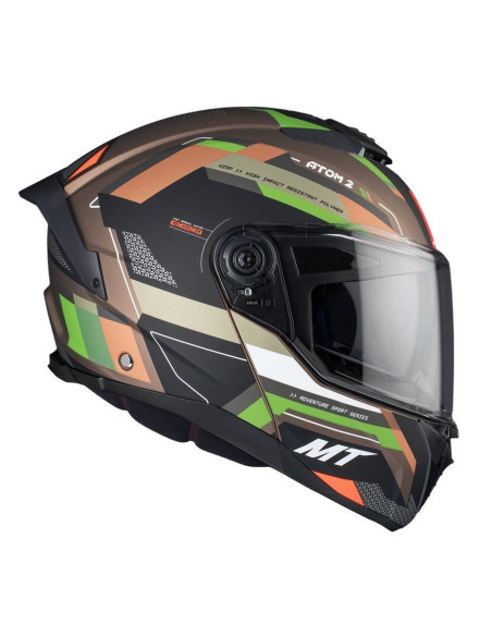 Casca modulabila MT Atom 2 SV Bast A6 military (maro/verde mat) (ochelari soare integrati) Pinlock Ready - tip viziera: MT-V-35