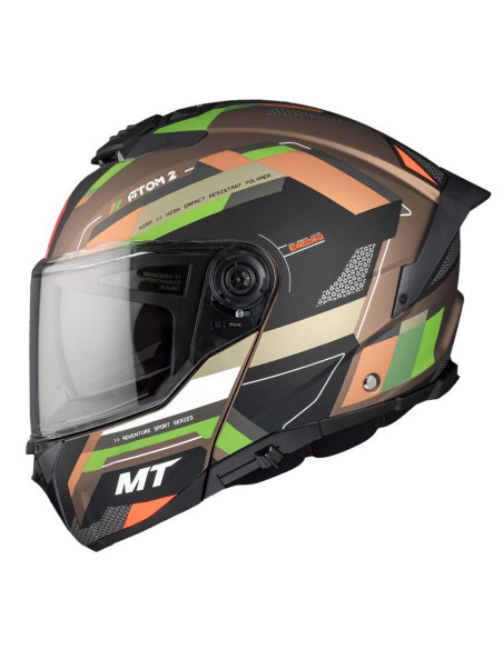 Casca modulabila MT Atom 2 SV Bast A6 military (maro/verde mat) (ochelari soare integrati) Pinlock Ready - tip viziera: MT-V-35