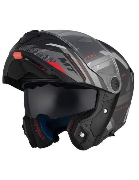 Casca modulabila MT Atom 2 SV Bast D5 negru/gri mat (ochelari soare integrati) Pinlock Ready - tip viziera: MT-V-35