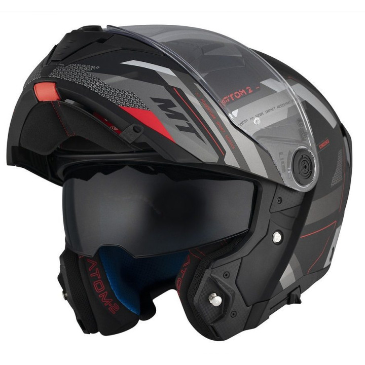 Casca modulabila MT Atom 2 SV Bast D5 negru/gri mat (ochelari soare integrati) Pinlock Ready - tip viziera: MT-V-35