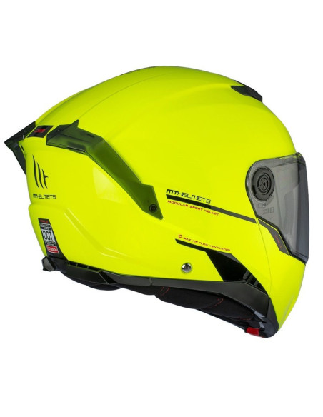 Casca modulabila MT Atom 2 SV A3 galben fluor lucios (ochelari soare integrati) Pinlock Ready - tip viziera: MT-V-35