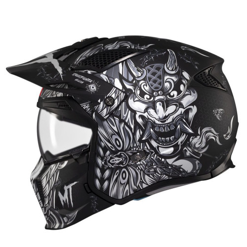 Casca MT Streetfighter SV S B2 Hellish negru mat (ochelari soare integrati) - masca (protectie) barbie si cozoroc detasabile - o