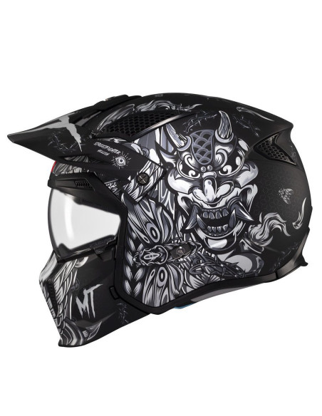Casca MT Streetfighter SV S B2 Hellish negru mat (ochelari soare integrati) - masca (protectie) barbie si cozoroc detasabile - o