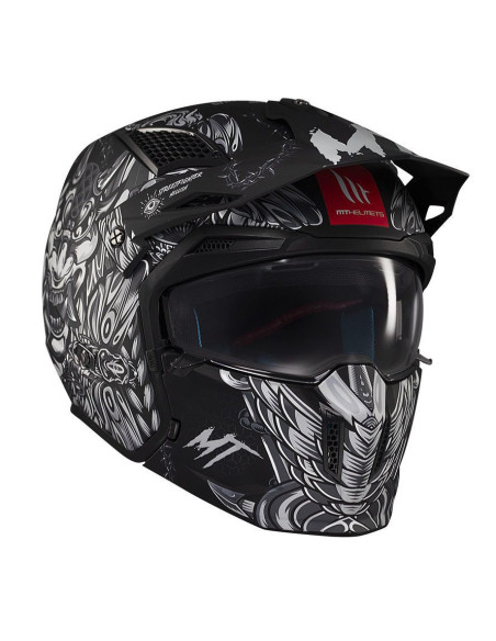 Casca MT Streetfighter SV S B2 Hellish negru mat (ochelari soare integrati) - masca (protectie) barbie si cozoroc detasabile - o