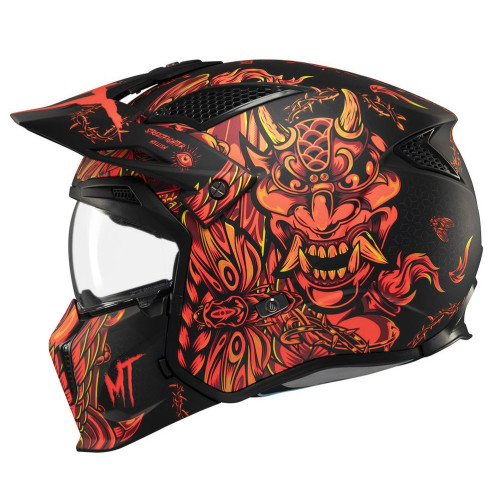 Casca MT Streetfighter SV S B5 Hellish rosu mat (ochelari soare integrati) - masca (protectie) barbie si cozoroc detasabile - om