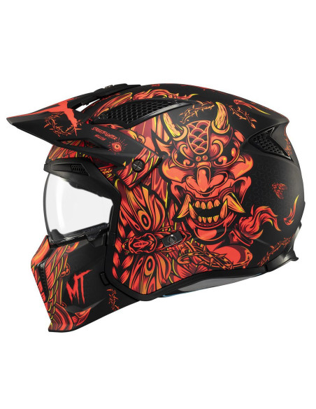 Casca MT Streetfighter SV S B5 Hellish rosu mat (ochelari soare integrati) - masca (protectie) barbie si cozoroc detasabile - om