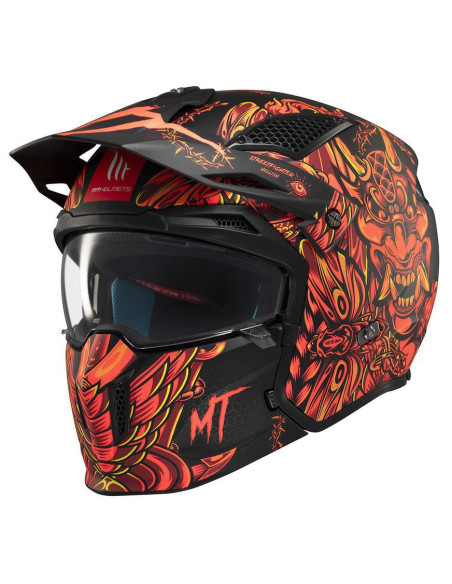 Casca MT Streetfighter SV S B5 Hellish rosu mat (ochelari soare integrati) - masca (protectie) barbie si cozoroc detasabile - om