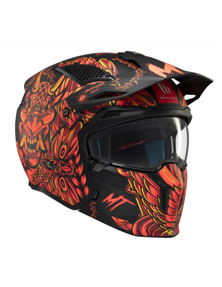 Casca MT Streetfighter SV S B5 Hellish rosu mat (ochelari soare integrati) - masca (protectie) barbie si cozoroc detasabile - om