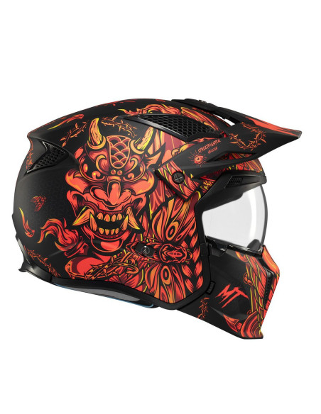 Casca MT Streetfighter SV S B5 Hellish rosu mat (ochelari soare integrati) - masca (protectie) barbie si cozoroc detasabile - om