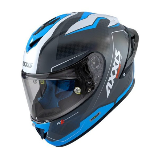 Casca integrala Axxis Cobra Rage A0 alb/albastru lucios carbon - 100% carbon