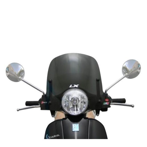 Parbriz mediu fumuriu inchis "New Design" Vespa LX 50-125-150cc - prinderi parbriz negre