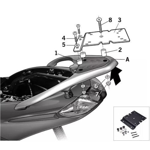Portbagaj metalic spate Piaggio Fly (14-18) 4T AC 50cc - Fly 125 (13-16) 4T 3V AC 125cc (culoare: negru)