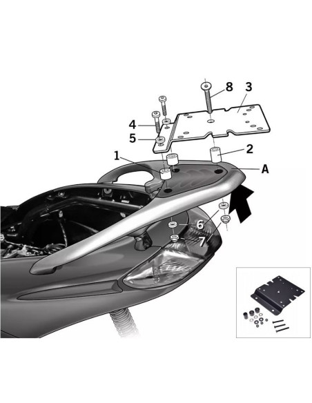 Portbagaj metalic spate Piaggio Fly (14-18) 4T AC 50cc - Fly 125 (13-16) 4T 3V AC 125cc (culoare: negru)