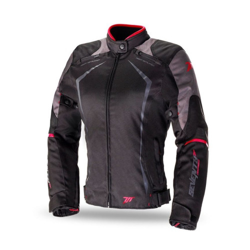 Geaca (jacheta) motociclete femei Racing Seventy vara/iarna model SD-JR49 culoare: negru/rosu