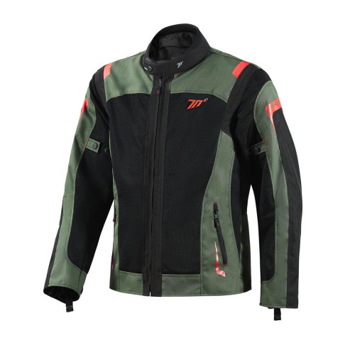 Geaca (jacheta) motociclete barbati Touring Seventy vara model SD-JT66 Sahara culoare: verde military/rosu