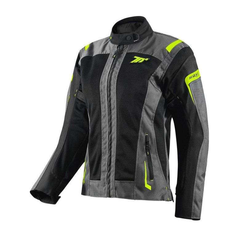 Geaca (jacheta) motociclete femei Touring Seventy vara model SD-JT68 Sahara culoare: gri/galben fluor