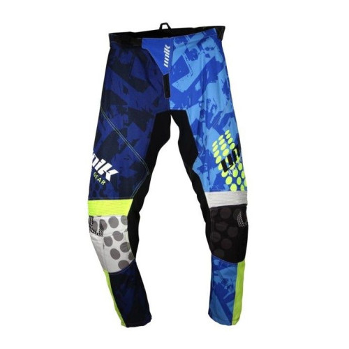 Pantaloni motociclete cross-enduro Unik Racing model MX01 culoare: albastru/verde fluor 2