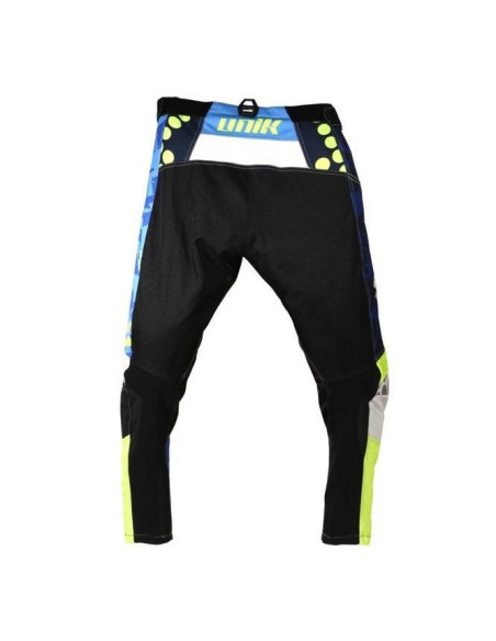 Pantaloni motociclete cross-enduro Unik Racing model MX01 culoare: albastru/verde fluor