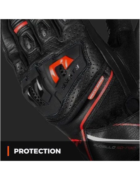Manusi barbati Racing/Naked vara Seventy model SD-N30 Mugello culoare: negru/rosu - degete tactile
