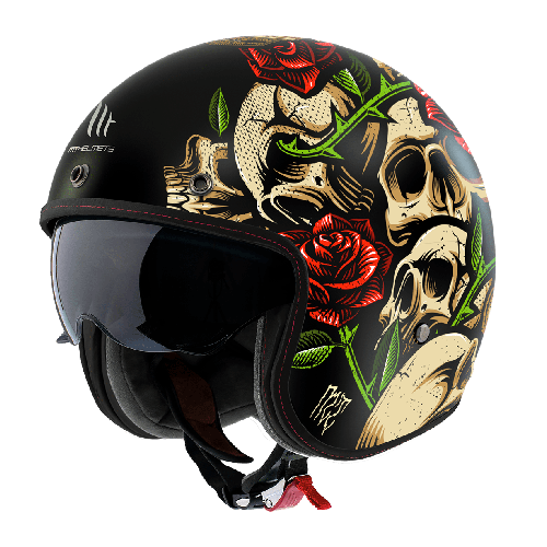 Casca open face motociclete MT Le Mans 2 S SV Breakout B9 rosu lucios (ochelari soare integrati) - omologare noua ECE 22.06