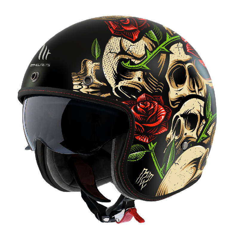 Casca open face motociclete MT Le Mans 2 S SV Breakout B9 rosu lucios (ochelari soare integrati) - omologare noua ECE 22.06