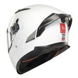 Casca integrala MT Braker SV A0 alb lucios (ochelari soare integrati) - tip viziera: MT-V-28B - DKS435 - punctaj maxim SHARP Tes
