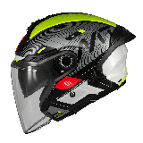 Casca open face motociclete MT Cosmo SV Silence B3 galben fluor lucios (ochelari soare integrati) - tip viziera: MT-V-37