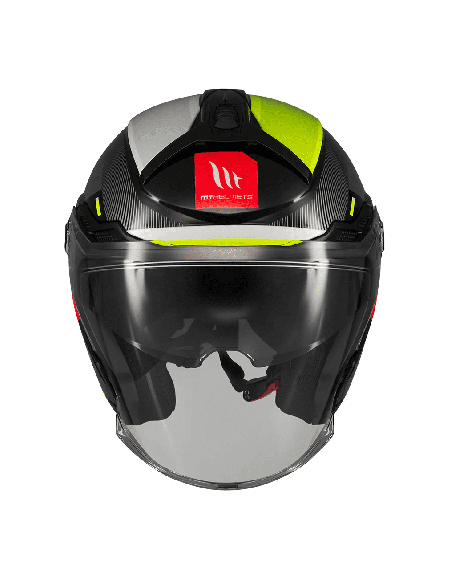 Casca open face motociclete MT Cosmo SV Silence B3 galben fluor lucios (ochelari soare integrati) - tip viziera: MT-V-37