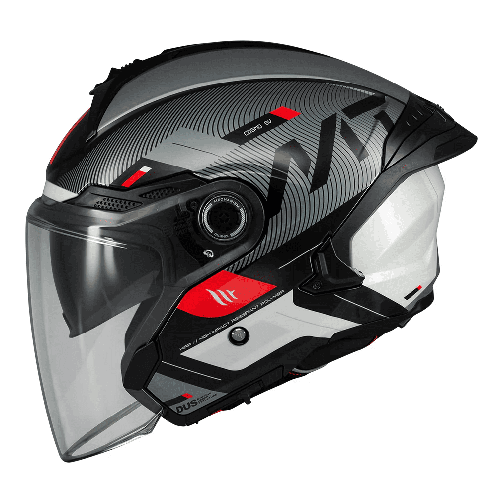 Casca open face motociclete MT Cosmo SV Silence B2 negru/gri lucios (ochelari soare integrati) - tip viziera: MT-V-37