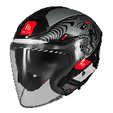 Casca open face motociclete MT Cosmo SV Silence B2 negru/gri lucios (ochelari soare integrati) - tip viziera: MT-V-37