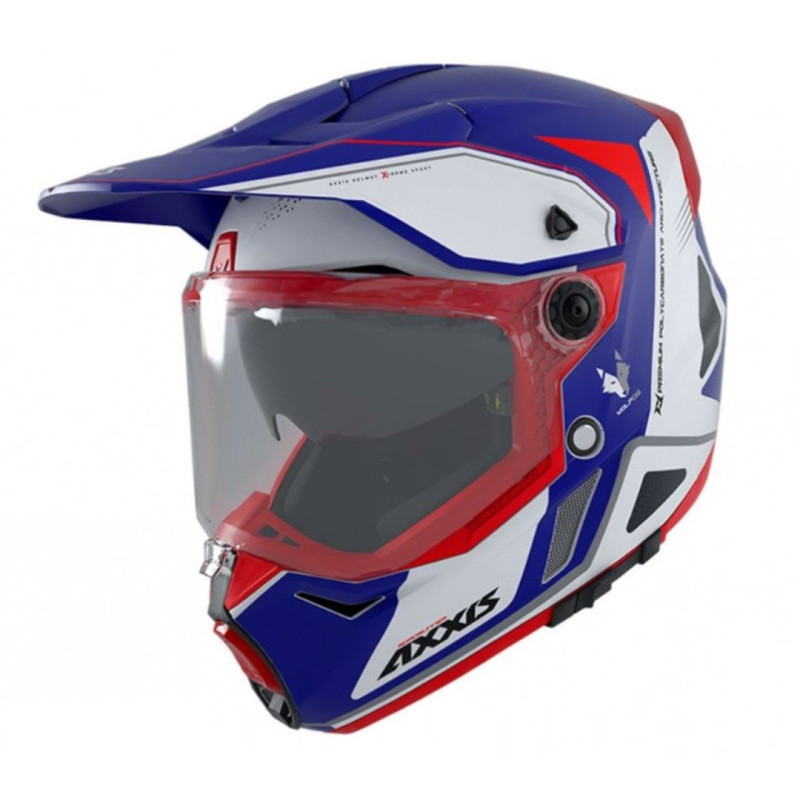Casca adventure/touring/off road Axxis model Wolf DS Roadrunner C7 albastru lucios – tip viziera: MT-V-20